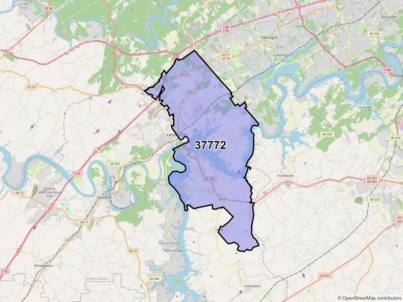 Map of ZIP Code 37772 — Lenoir City, TN