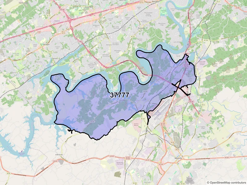 Map of ZIP Code 37777 — Louisville, TN