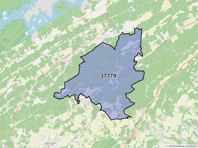Map of ZIP Code 37779 — Luttrell, TN