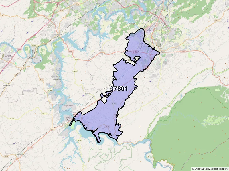 Map of ZIP Code 37801 — Maryville, TN