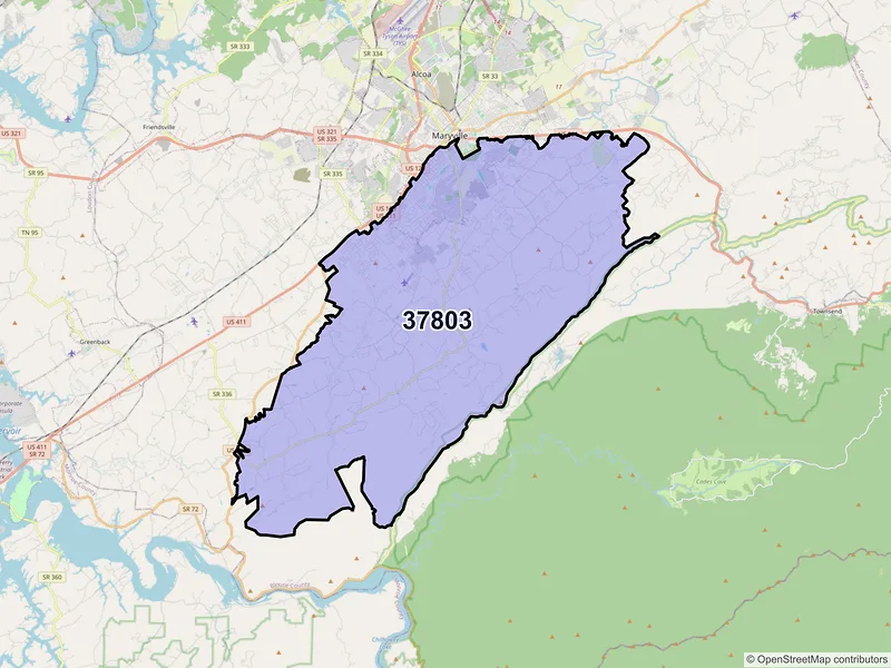 Map of ZIP Code 37803 — Maryville, TN