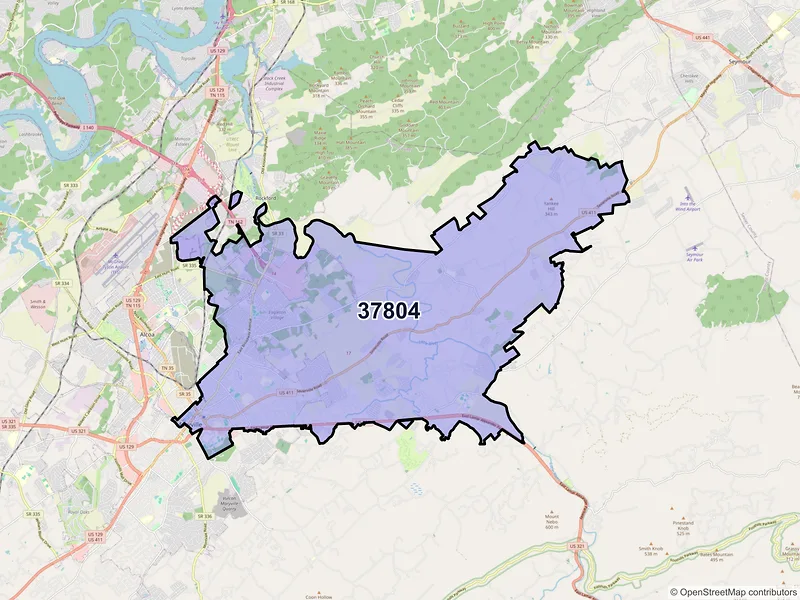 Map of ZIP Code 37804 — Maryville, TN