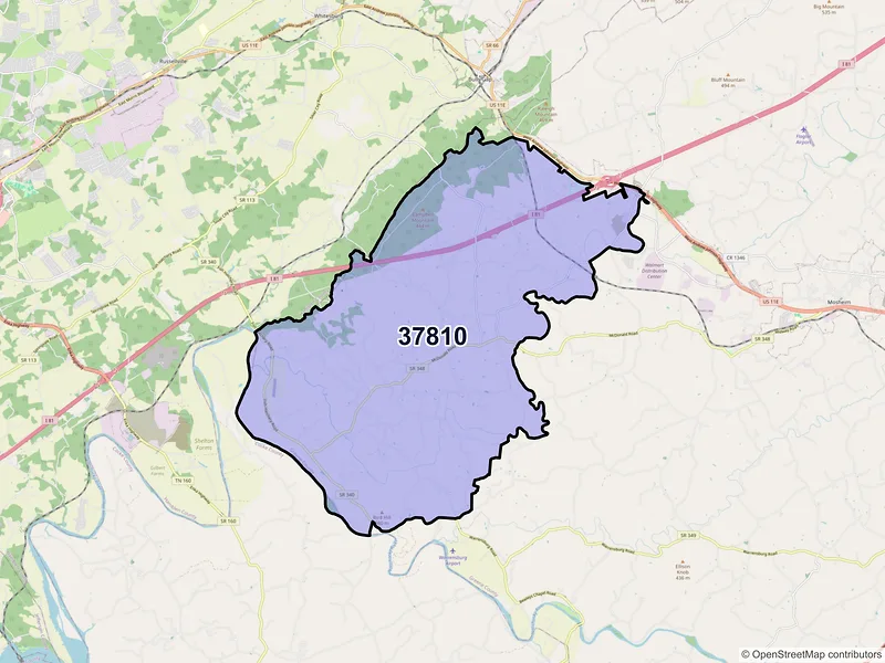 Map of Mohawk, Tennessee and ZIP codes