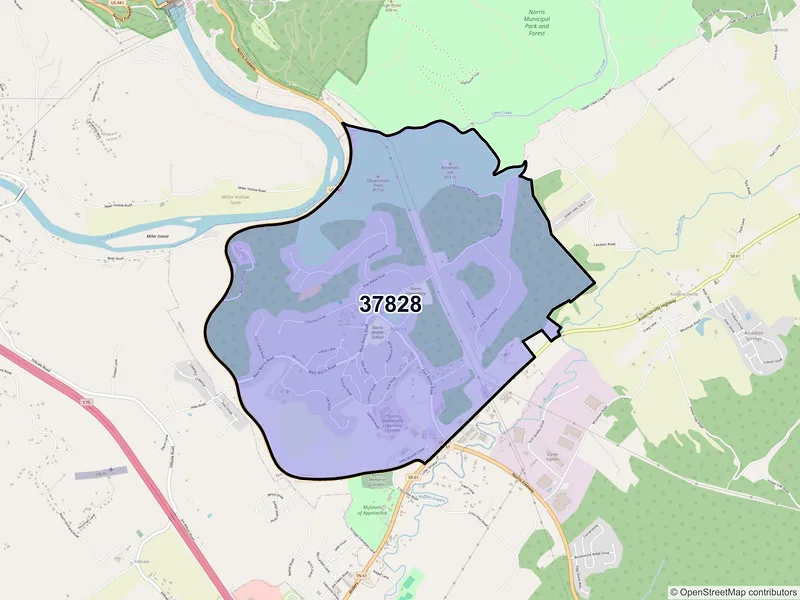 Map of Norris, Tennessee and ZIP codes