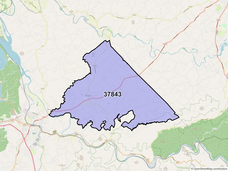 Map of ZIP Code 37843 — Parrottsville, TN