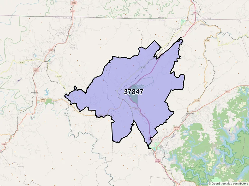 Map of ZIP Code 37847 — Pioneer, TN