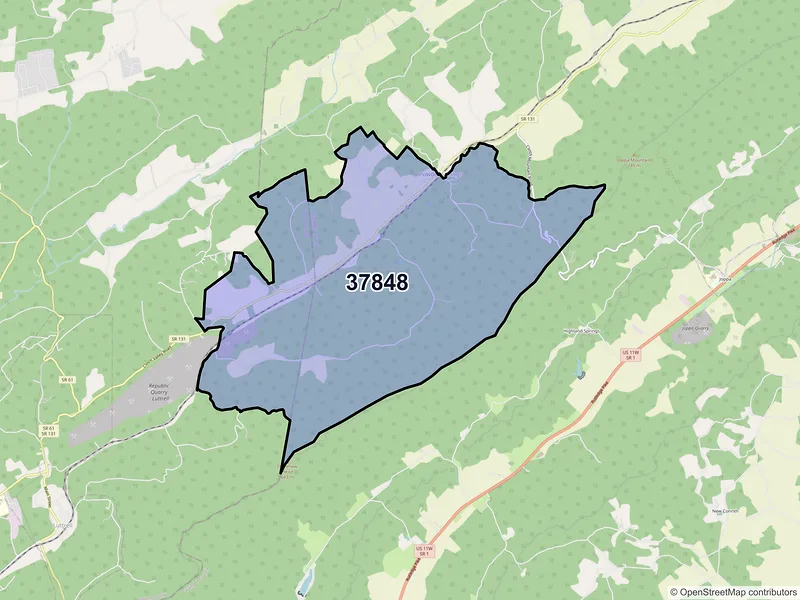 Map of ZIP Code 37848 — Powder Springs, TN