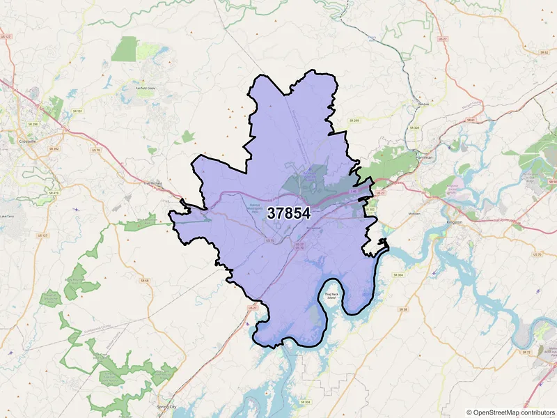 Map of Rockwood, Tennessee and ZIP codes