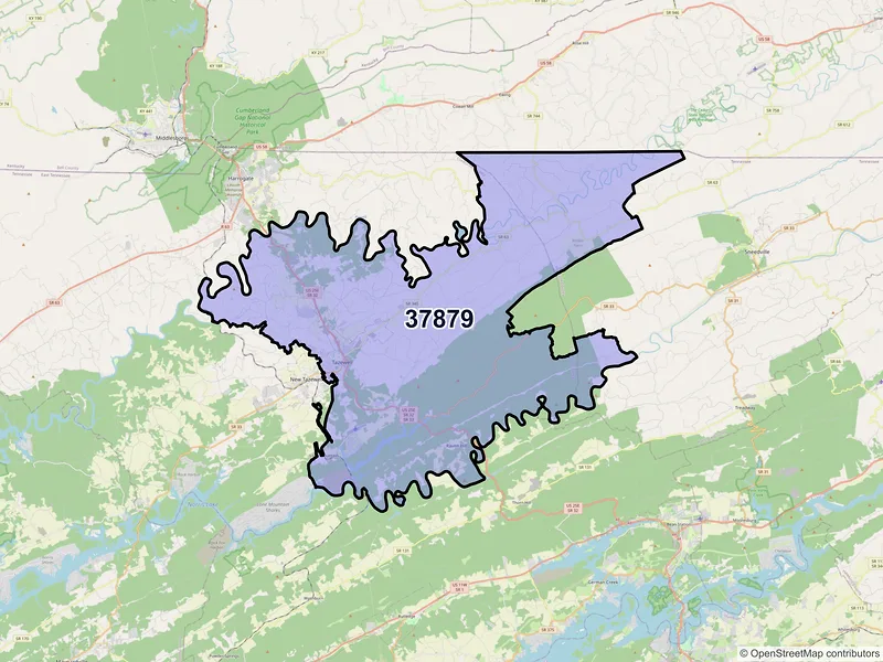 Map of Tazewell, Tennessee and ZIP codes