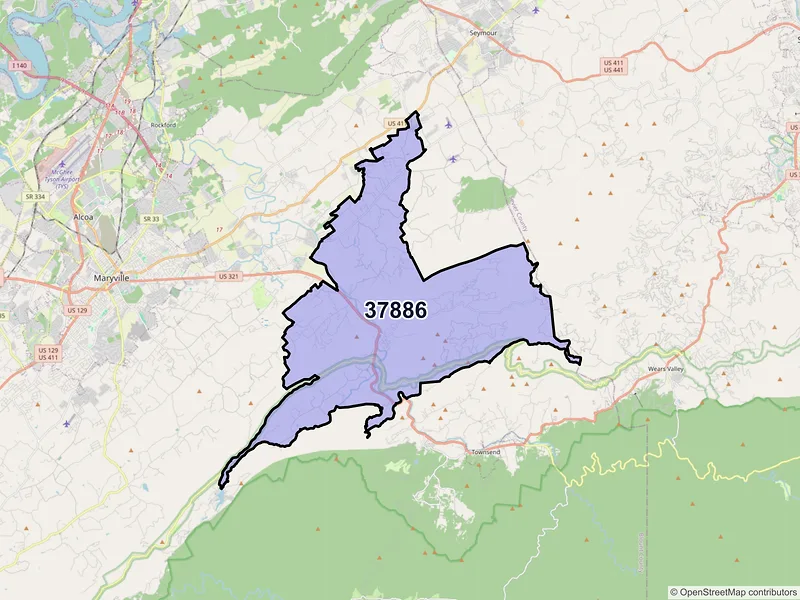 Map of Walland, Tennessee and ZIP codes