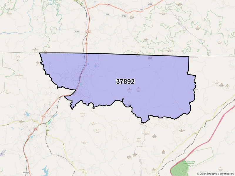 Map of ZIP Code 37892 — Winfield, TN