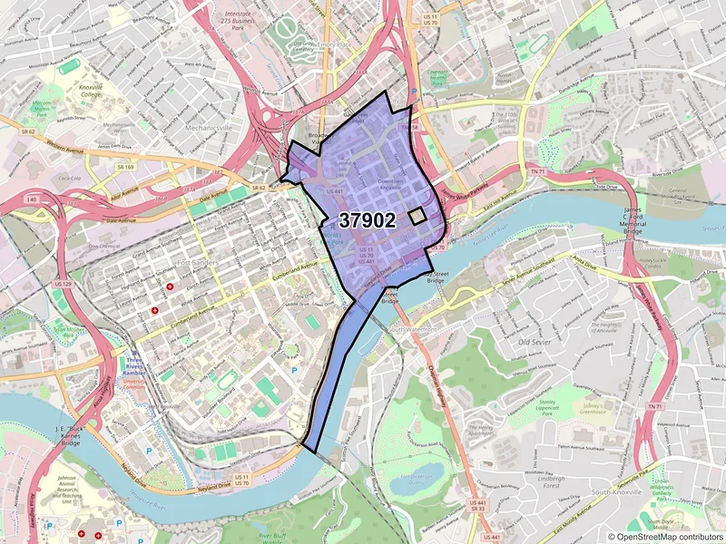 Map of ZIP Code 37902 — Knoxville, TN