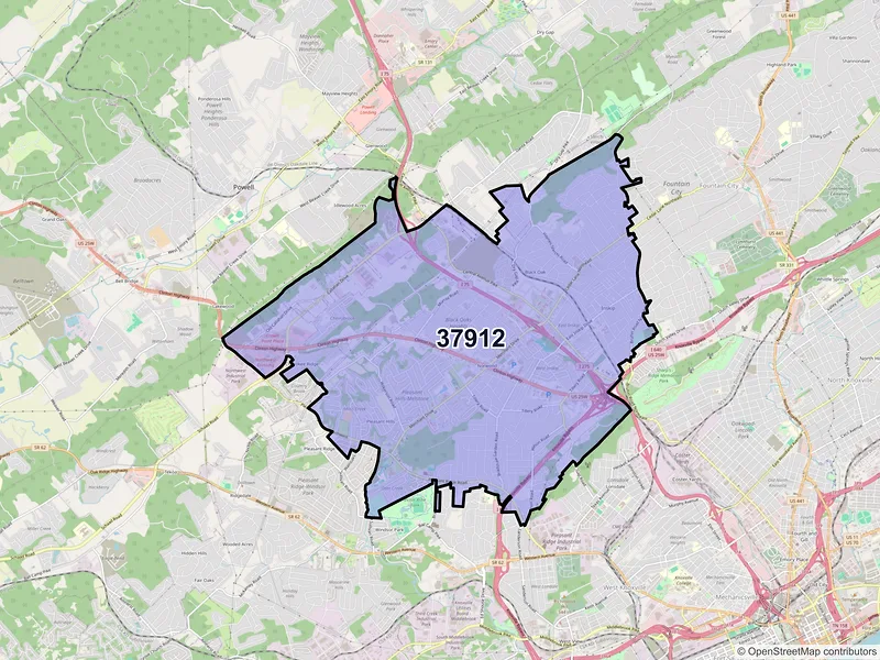 Map of ZIP Code 37912 — Knoxville, TN