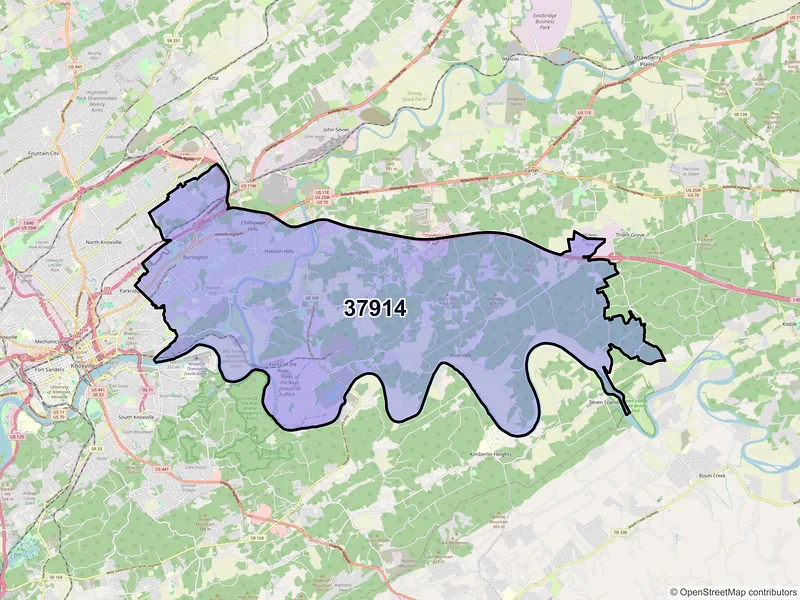 Map of ZIP Code 37914 — Knoxville, TN