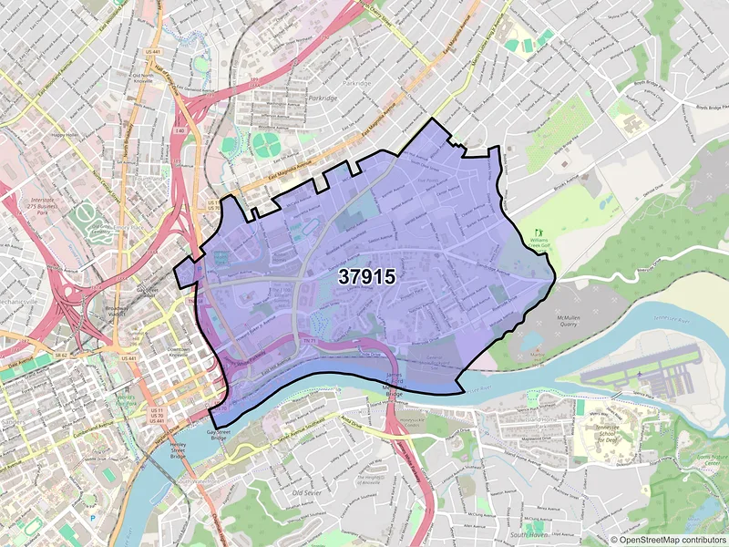 Map of ZIP Code 37915 — Knoxville, TN