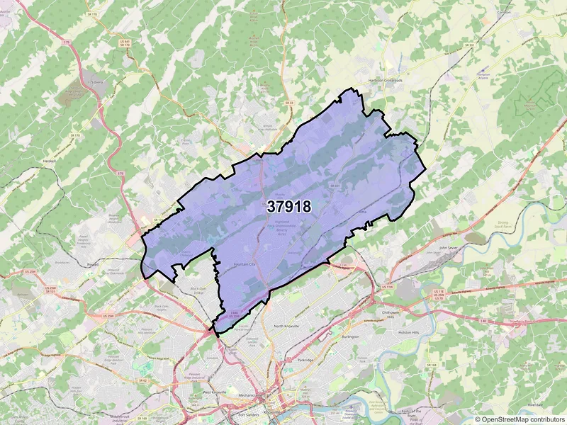 Map of ZIP Code 37918 — Knoxville, TN