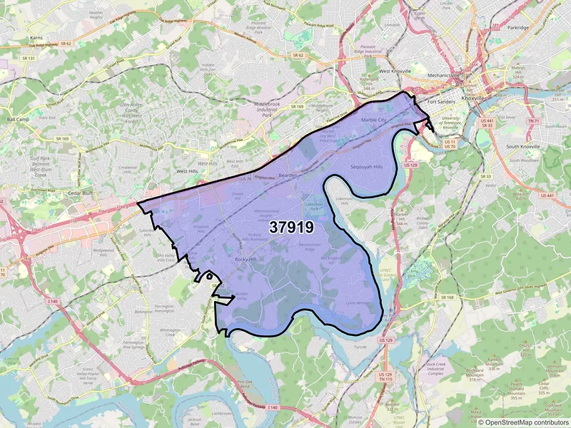 Map of ZIP Code 37919 — Knoxville, TN