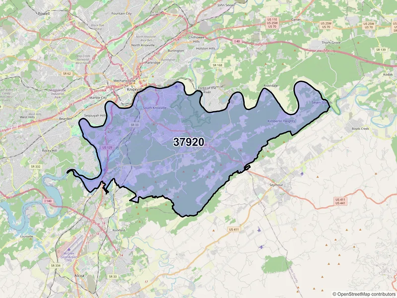 Map of ZIP Code 37920 — Knoxville, TN