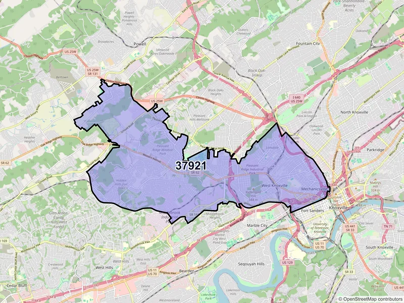 Map of ZIP Code 37921 — Knoxville, TN