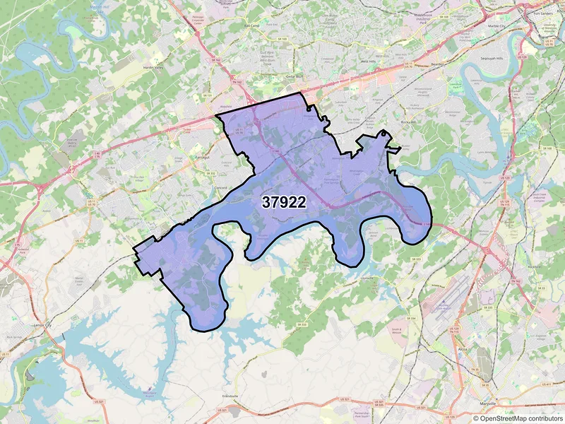 Map of ZIP Code 37922 — Knoxville, TN