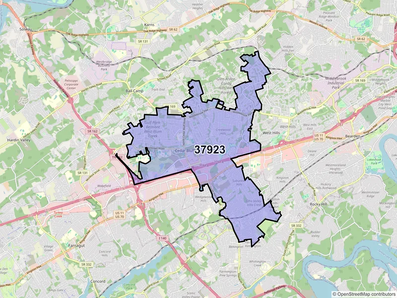 Map of ZIP Code 37923 — Knoxville, TN