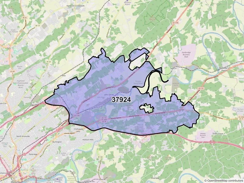 Map of ZIP Code 37924 — Knoxville, TN