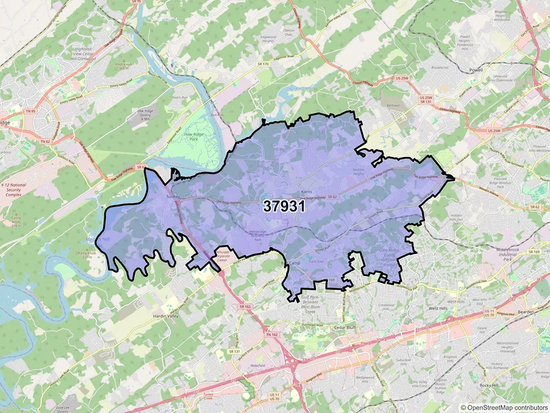 Map of ZIP Code 37931 — Knoxville, TN