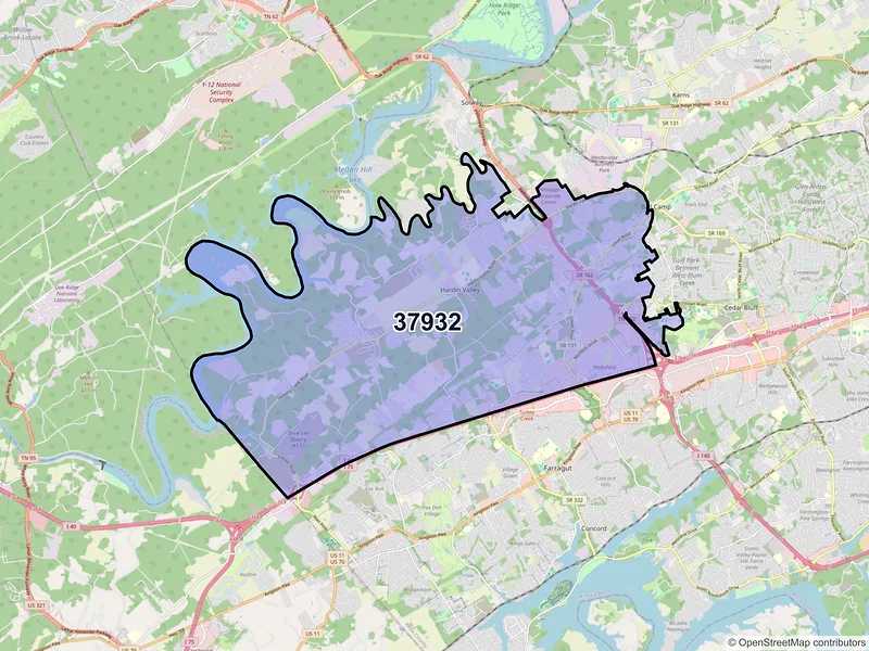 Map of ZIP Code 37932 — Knoxville, TN
