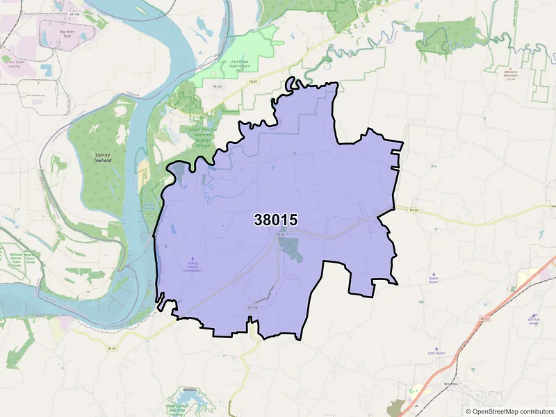 Map of Burlison, Tennessee and ZIP codes