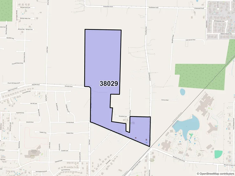Map of Ellendale, Tennessee and ZIP codes