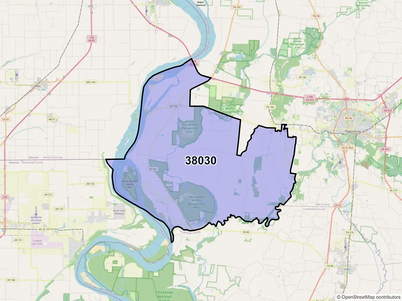 Map of Finley, Tennessee and ZIP codes
