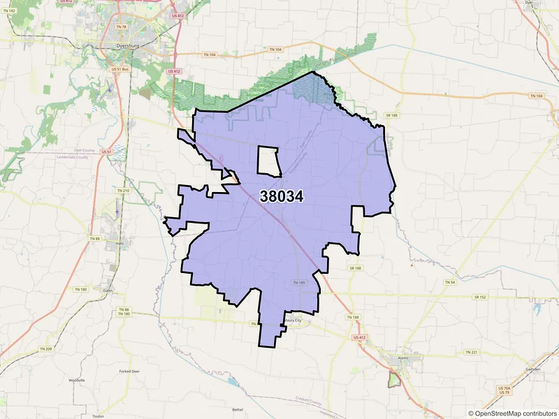Map of Friendship, Tennessee and ZIP codes