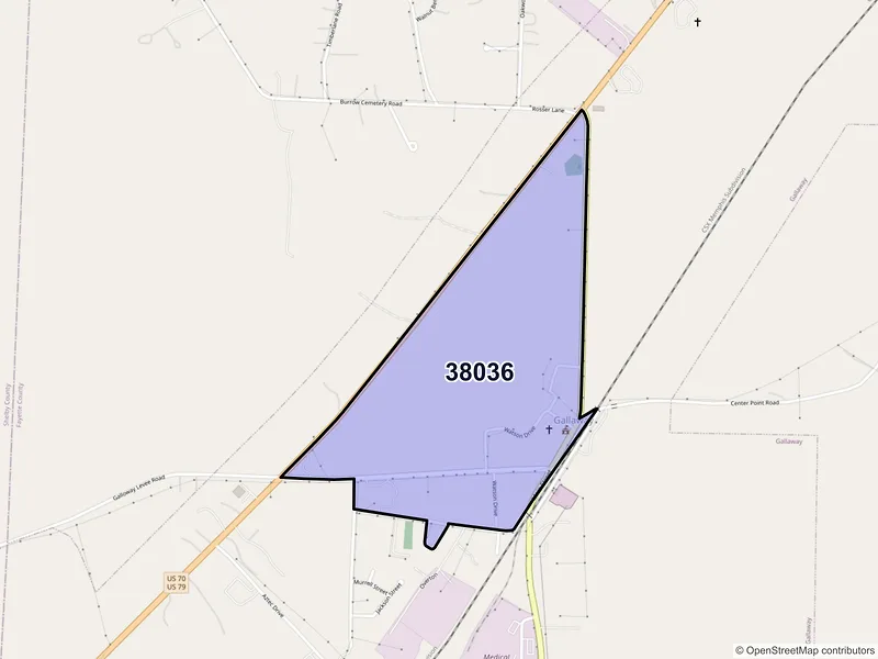 Map of Gallaway, Tennessee and ZIP codes