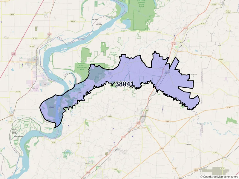 Map of Henning, Tennessee and ZIP codes