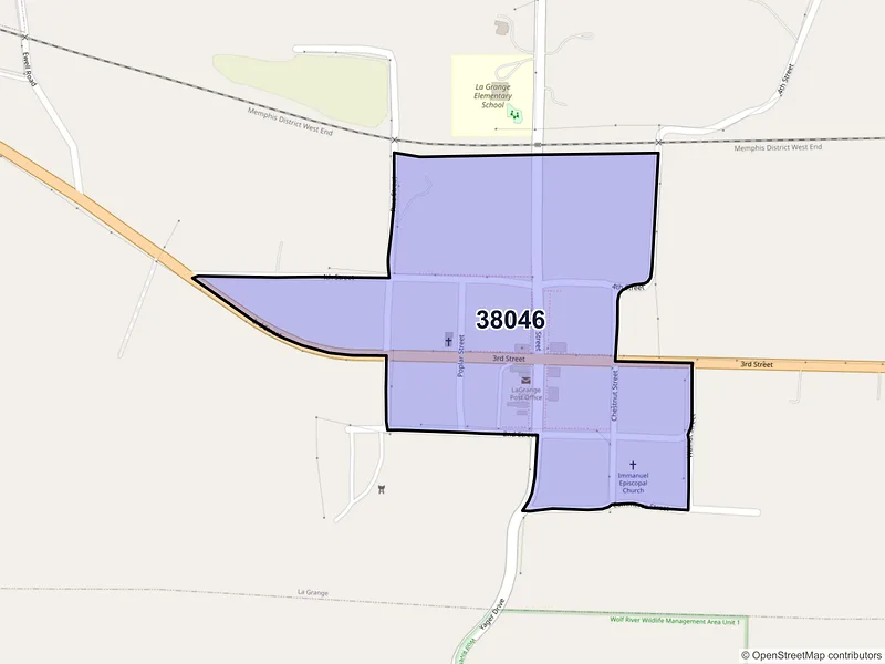 Map of La Grange, Tennessee and ZIP codes