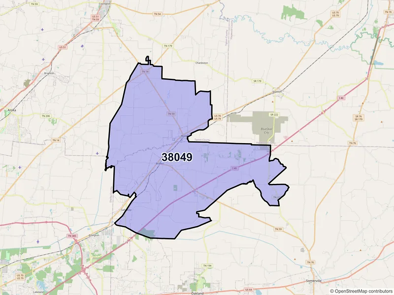 Map of ZIP Code 38049 — Mason, TN