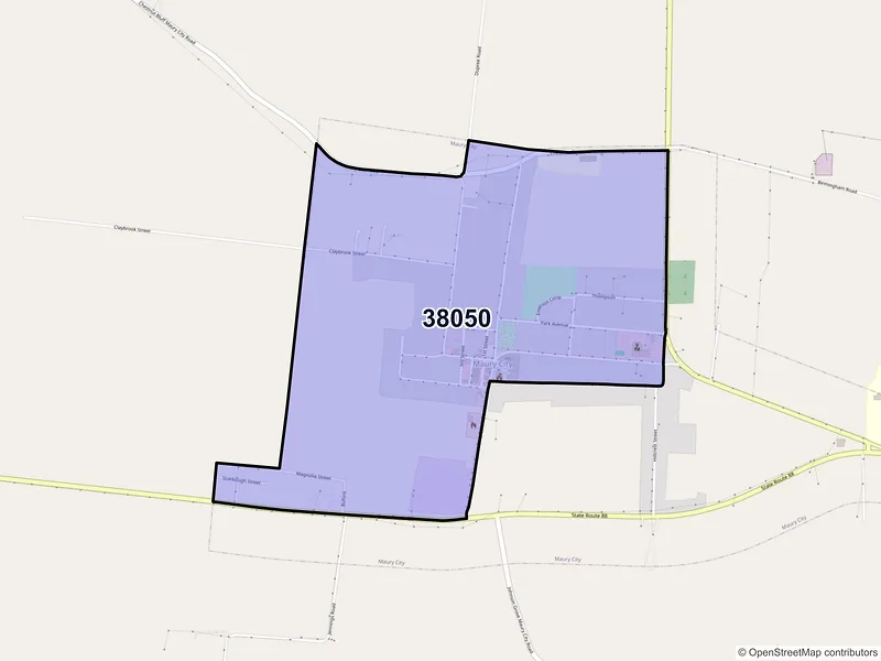 Map of Maury City, Tennessee and ZIP codes