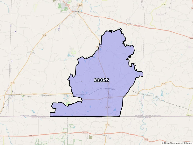 Map of ZIP Code 38052 — Middleton, TN