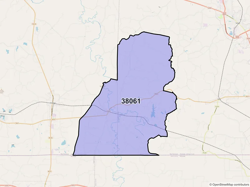 Map of ZIP Code 38061 — Pocahontas, TN