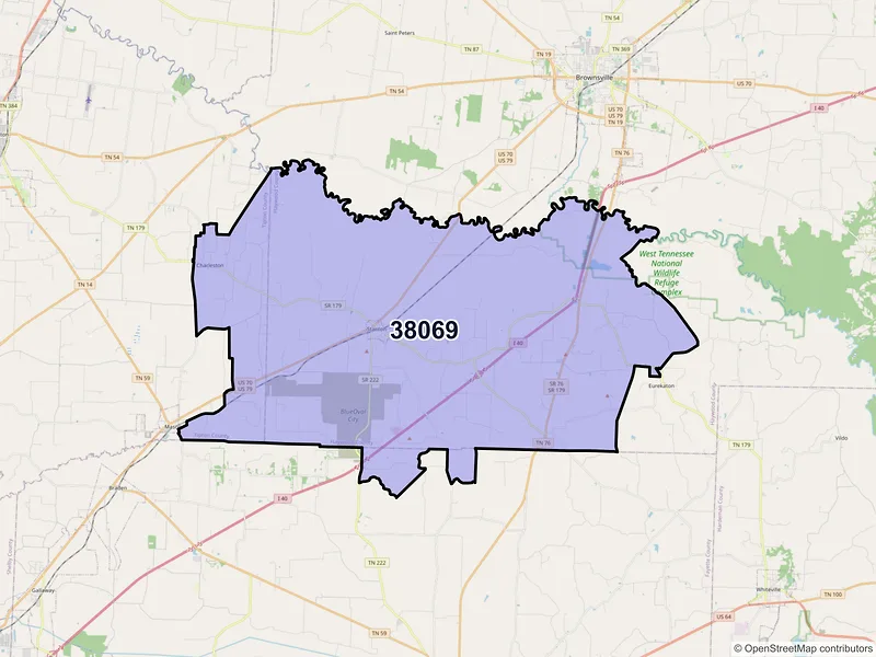 Map of ZIP Code 38069 — Stanton, TN