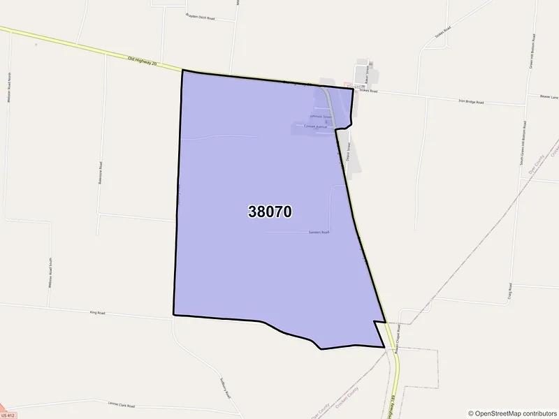 Map of Tigrett, Tennessee and ZIP codes