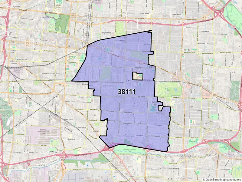 Map of ZIP Code 38111 — Memphis, TN