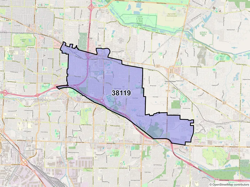 Map of ZIP Code 38119 — Memphis, TN
