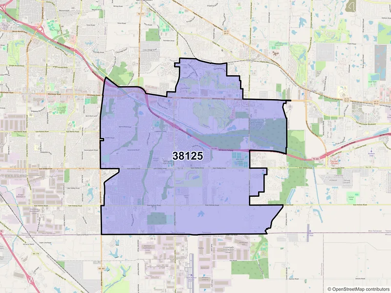 Map of ZIP Code 38125 — Memphis, TN