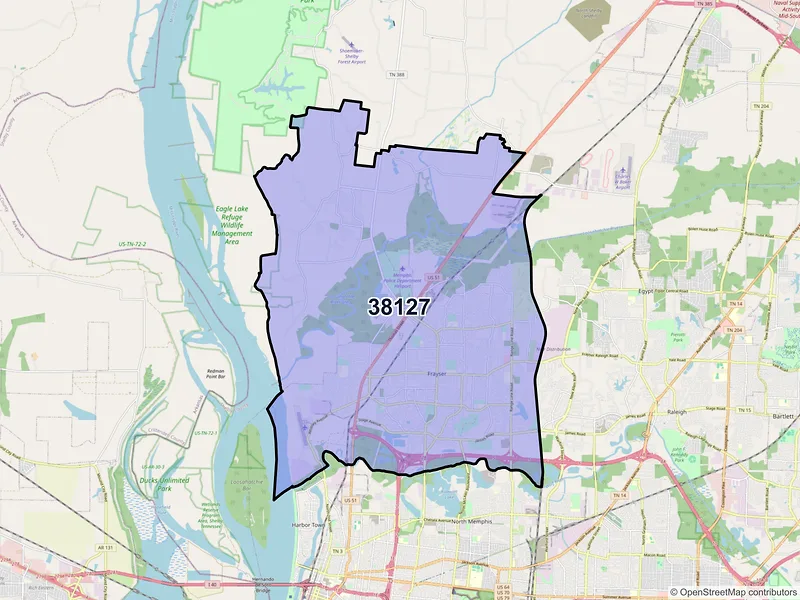 Map of ZIP Code 38127 — Memphis, TN