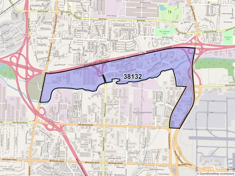Map of ZIP Code 38132 — Memphis, TN