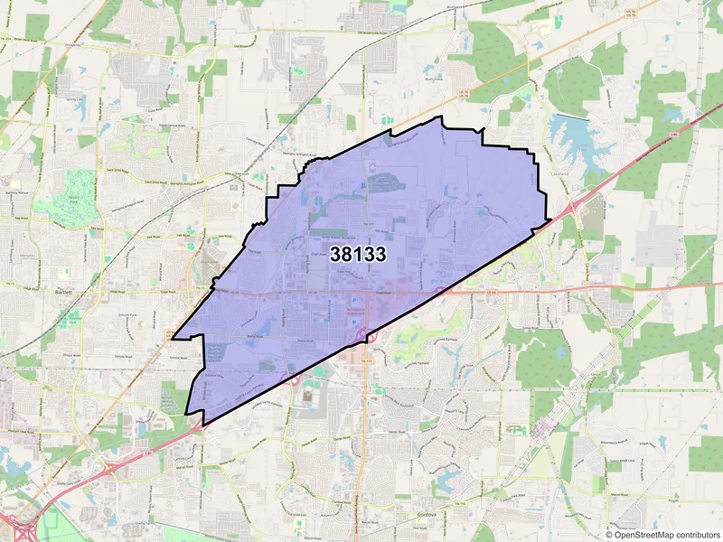 Map of ZIP Code 38133 — Memphis, TN