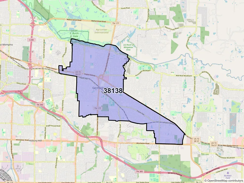 Map of ZIP Code 38138 — Germantown, TN