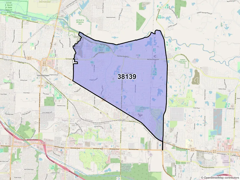 Map of ZIP Code 38139 — Germantown, TN