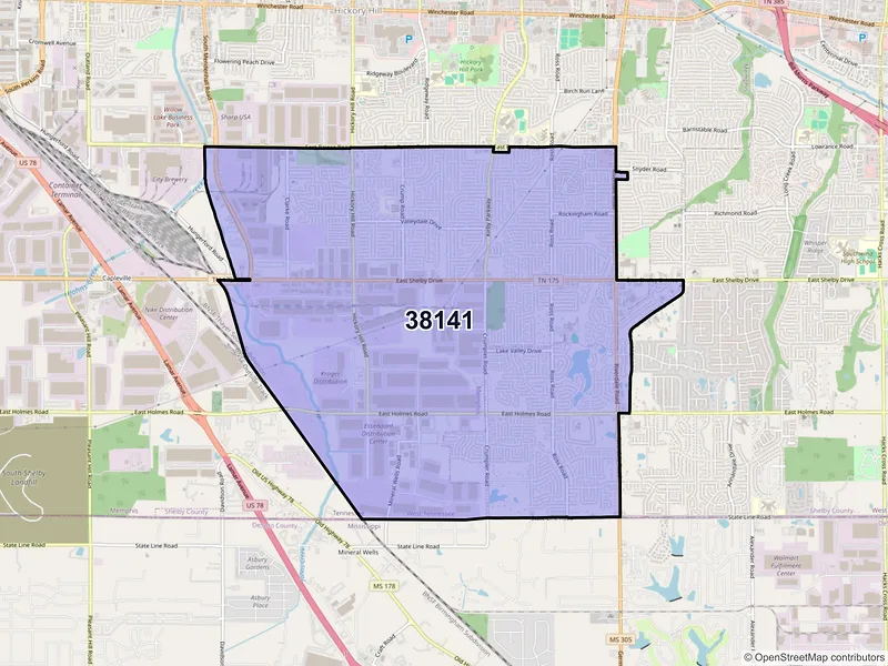 Map of ZIP Code 38141 — Memphis, TN